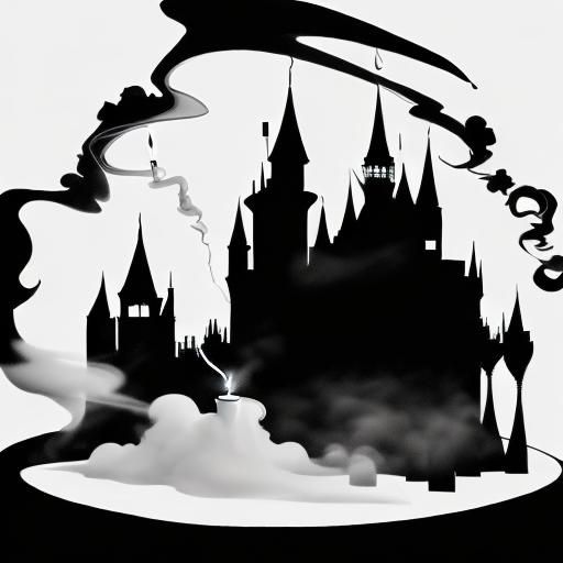 Magical Castle Silhouette in Candle Smoke