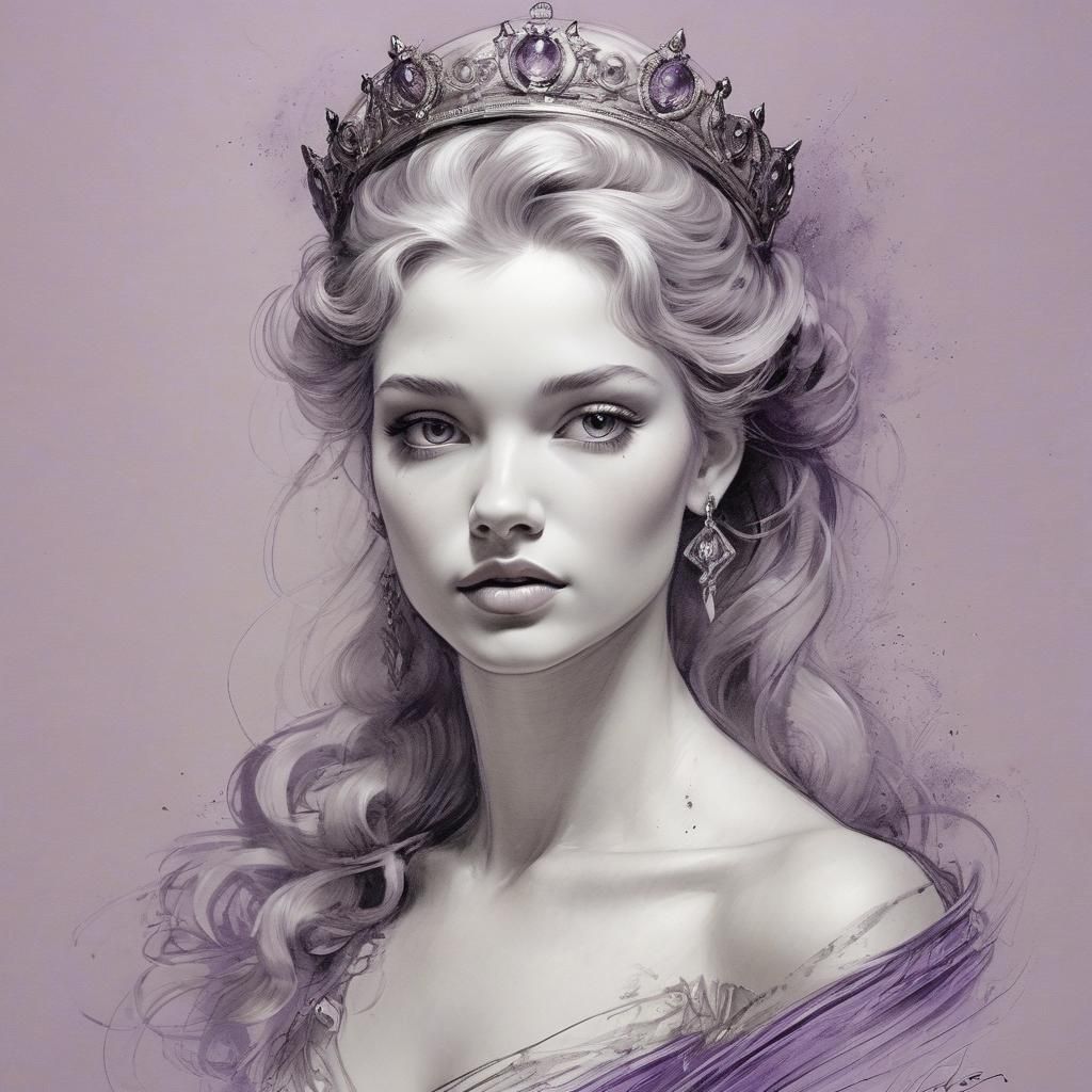 Lady Godiva Charcoal Sketch in Dark Fantasy Style