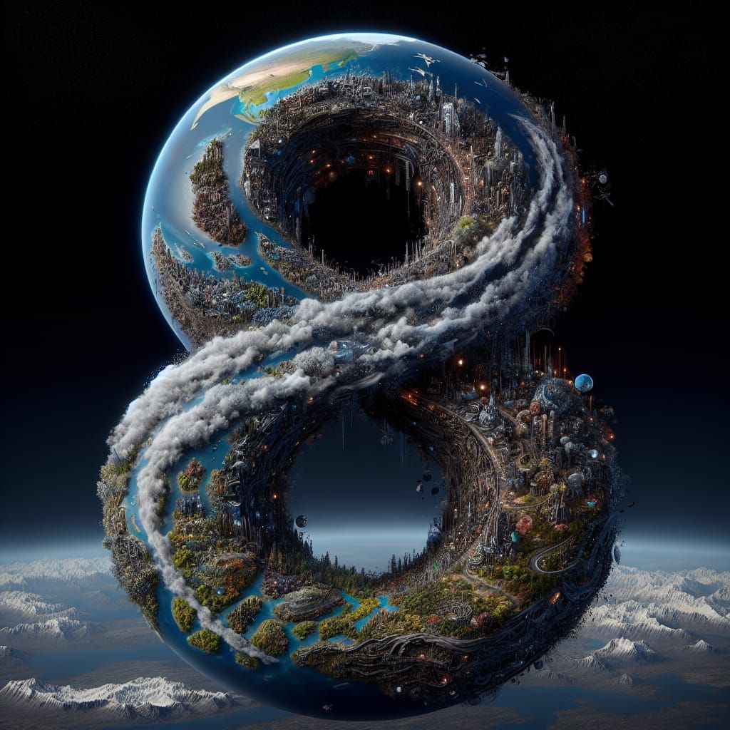 Earth Shaped as the Number 8 in Hyperrealistic 3D