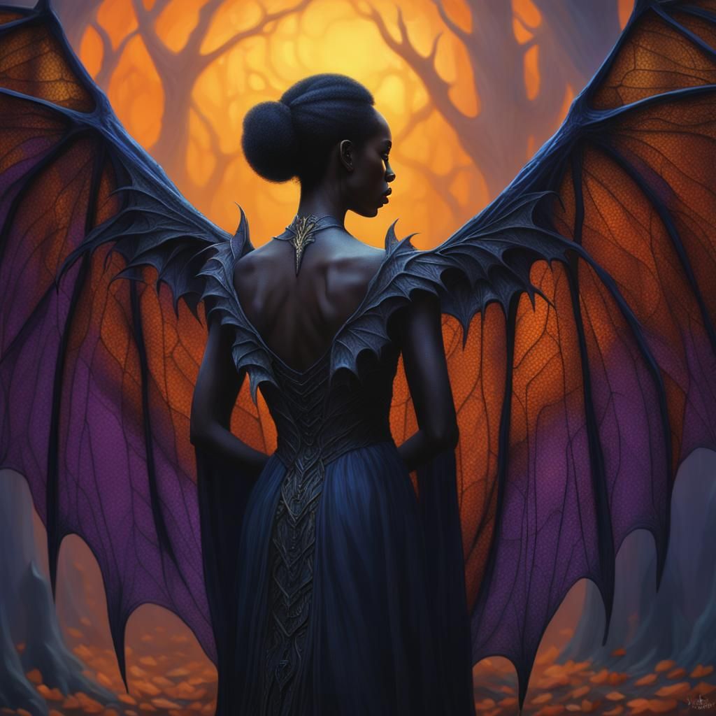 Vampire with Bat Wings in Dark Fantasy Style