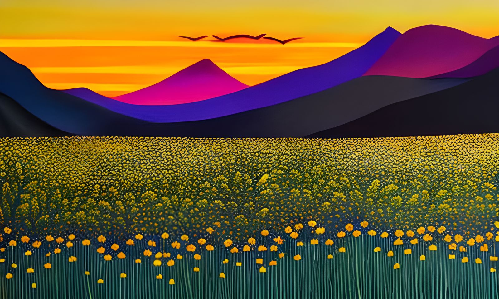 Birds Over Fields