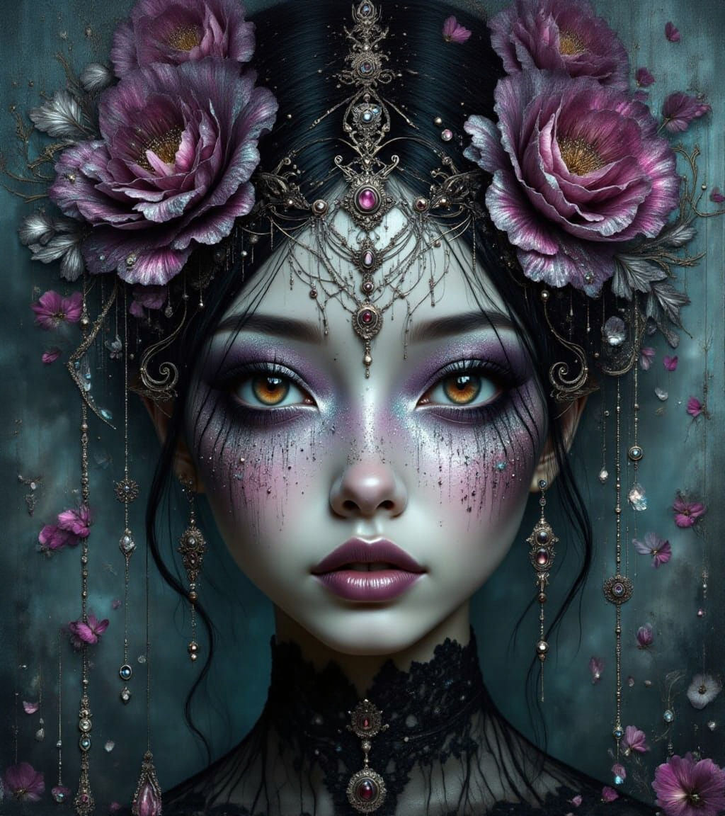 Gothic Fantasy Portrait of an Asian Woman in Renaissance Sty...