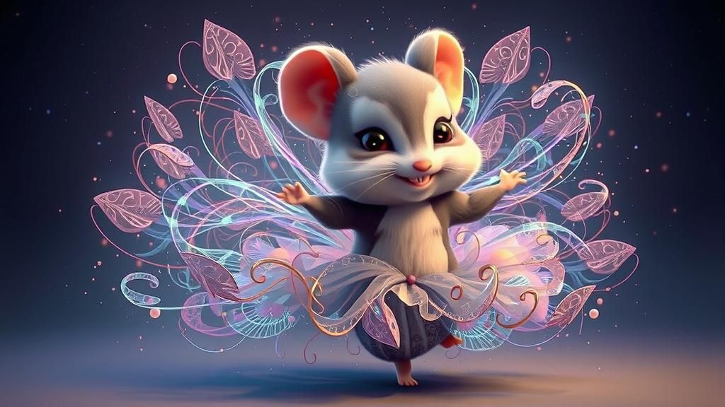 Ethereal Hamster Dances in Whimsical Fantasy World