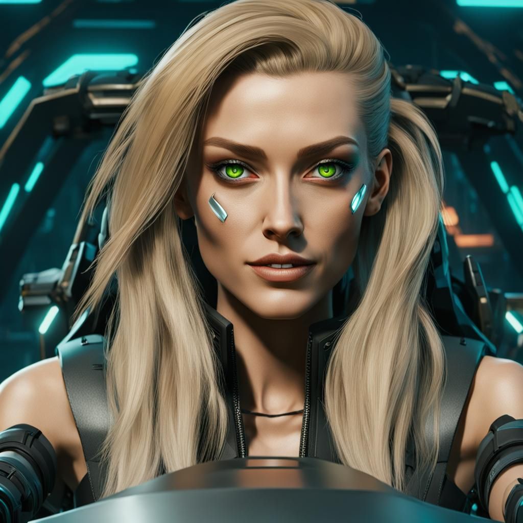 Cyberpunk Girl on Hoverbike with Neon Lighting