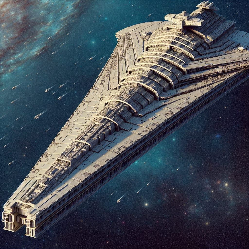 Isometric View of Ancient Mega Starship in Space