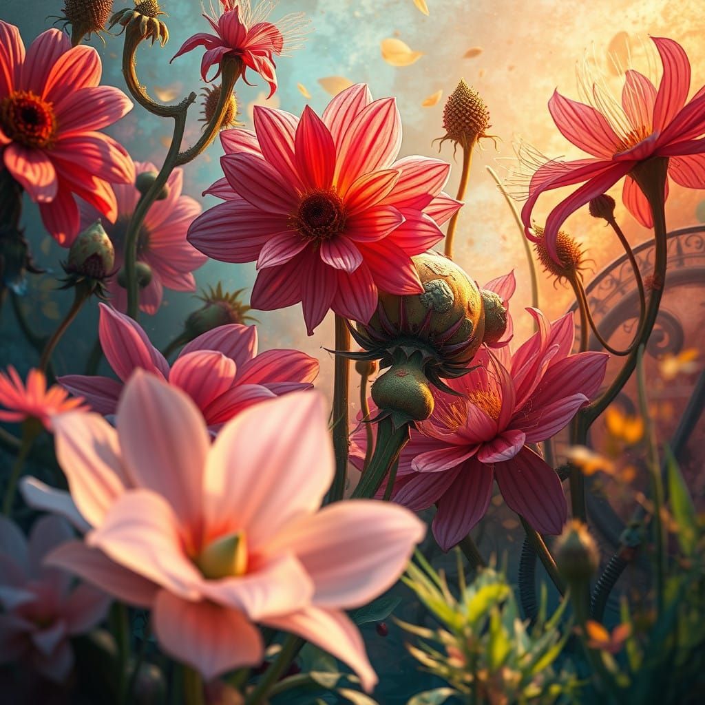 Dreamlike Garden Realm in Vibrant, Hyperrealistic Splendor