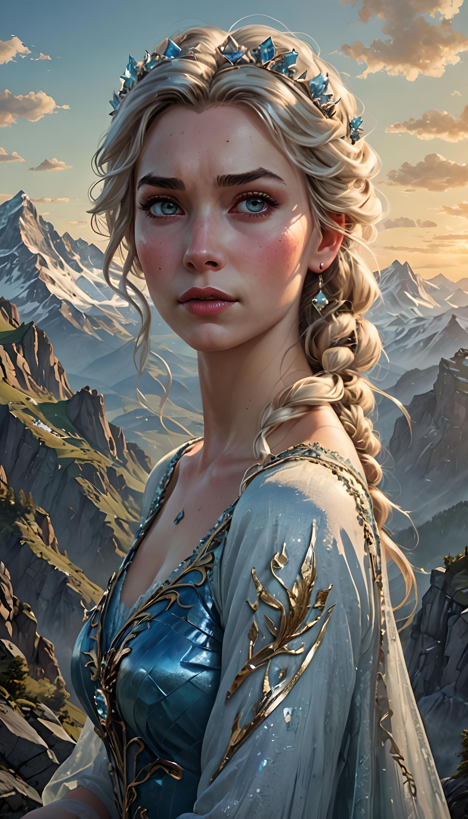 Princess Elsa Portrait in Digital Illustration Style