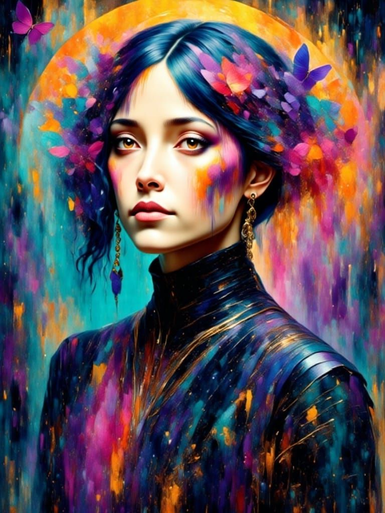 Gothic Woman Portrait in Coldwave Darkwave Style