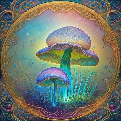 Intricate Lace Mushroom Fantasy Illustration