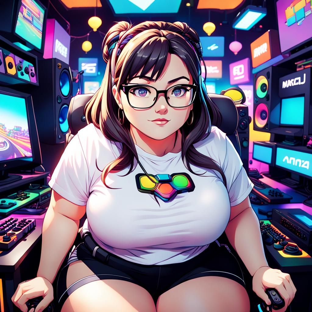 Anime Gamer Girl in Gamer's Paradise