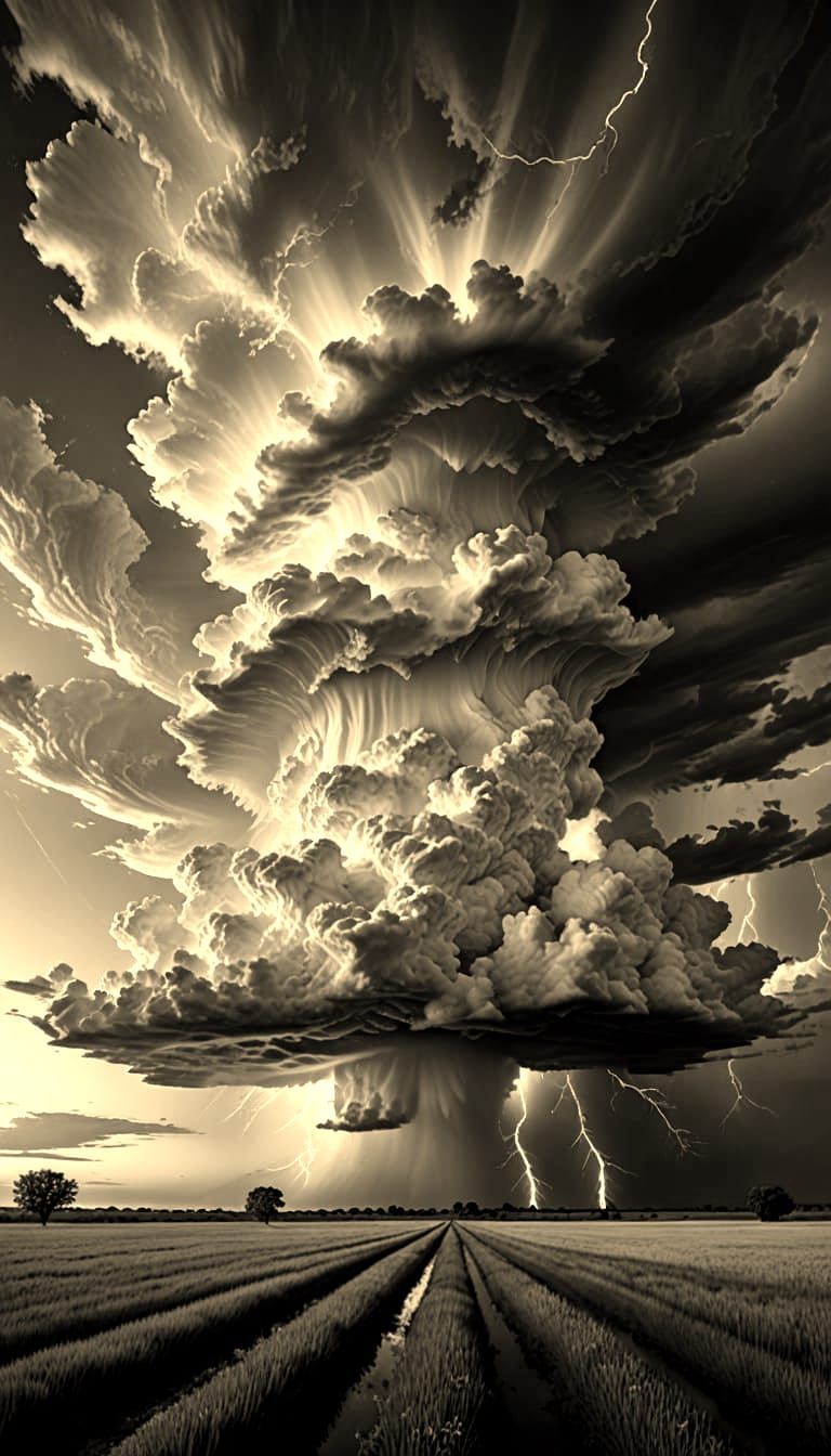 Majestic Supercell Thunderstorm at Sunset as Liquid Acrylic ...
