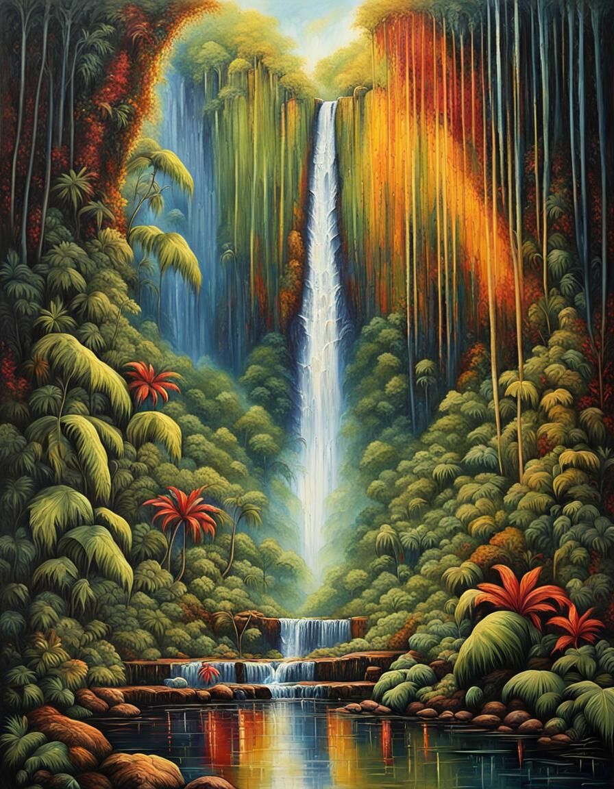 Majestic Angel Falls in Vibrant Street Art Style