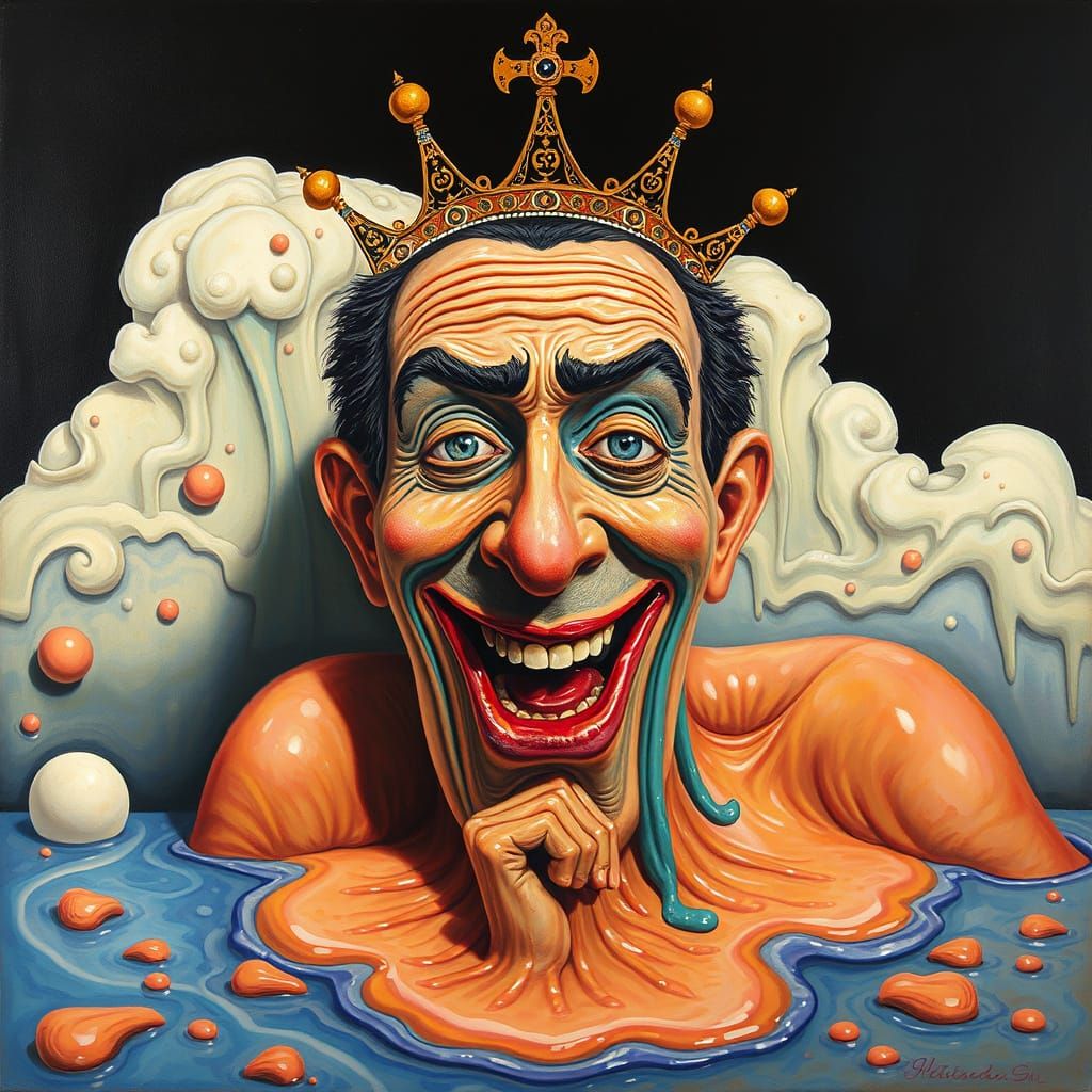 Surreal Melting Person in a Maximalist Dali Painting