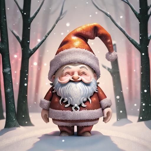 Gnome Santa's Winter Forest Adventure: Surreal Rococo 3D Art