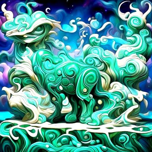 Scintillating 3D Fractal Art in Suminagashi Style