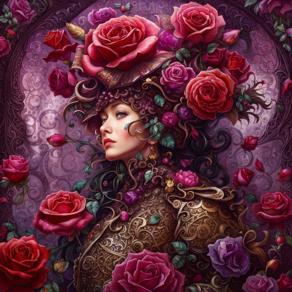 Filigree Rose Hedge Maze in Gemstone Tones