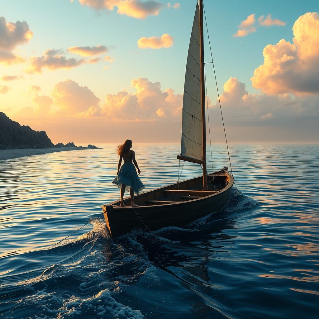 Brave Sailor Sets Sail into the Horizon