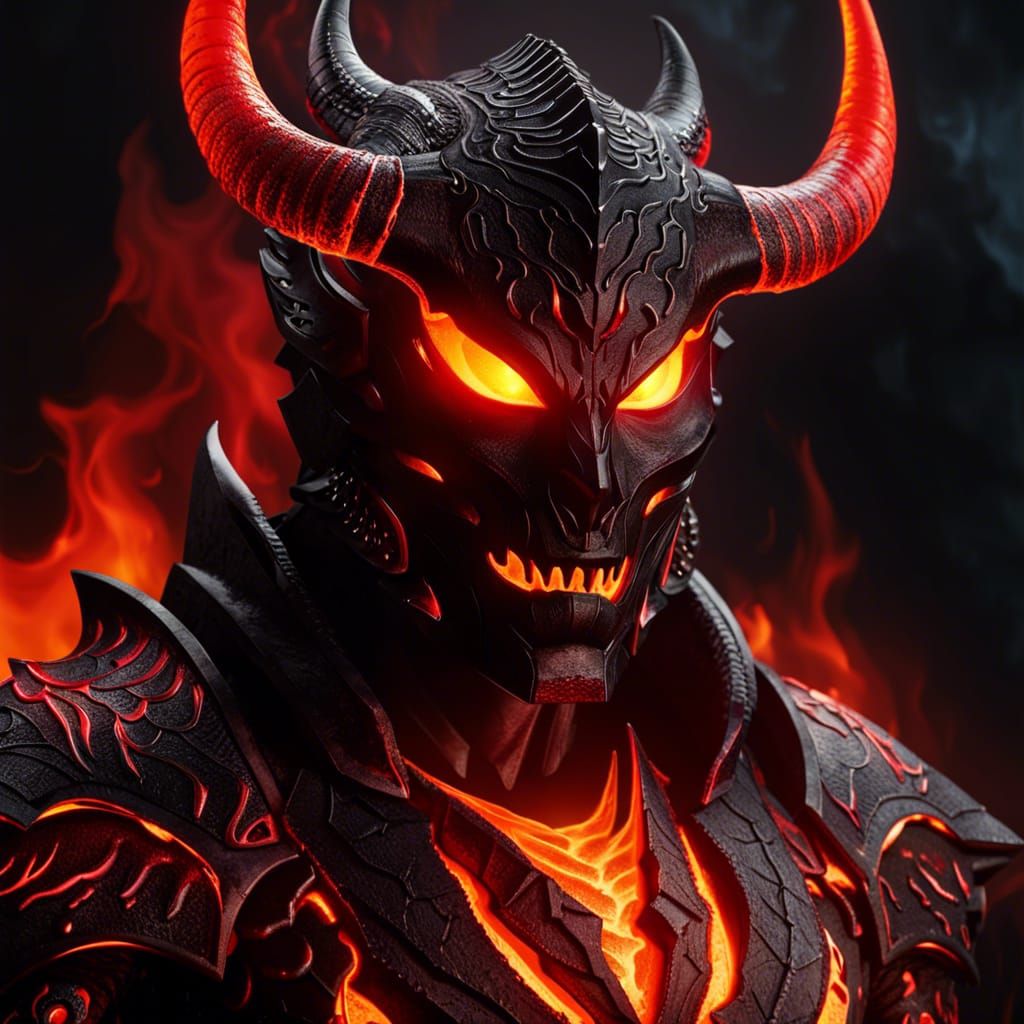 Demonic Lava Warrior with Fiery Sword