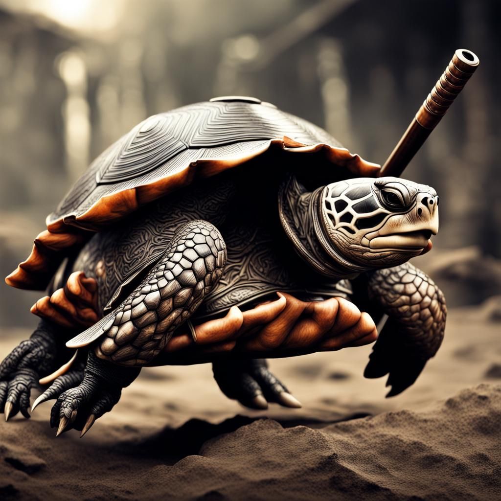 Hyperrealistic Turtle Samurai in Cinematic HDR