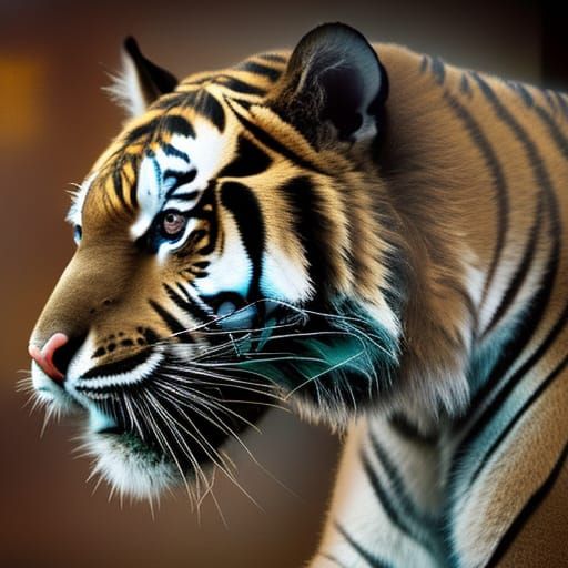 a real photograph staring into a beautiful tigers face_3' away_majestic_epic_hyper realistic  Epic cinematic brilliant s...