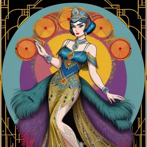 Art Deco Burlesque Woman in 1920s Style