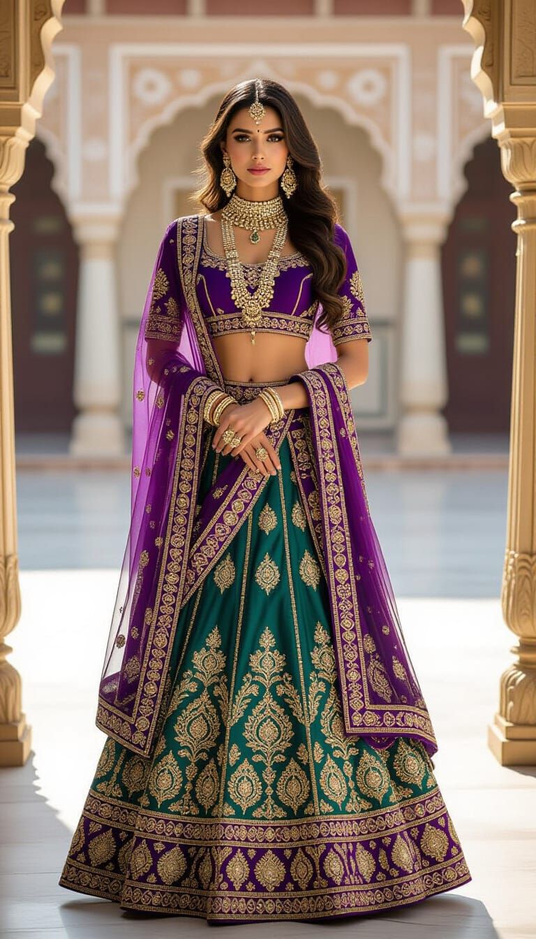 Indian Princess in Ornate Palace Courtyard