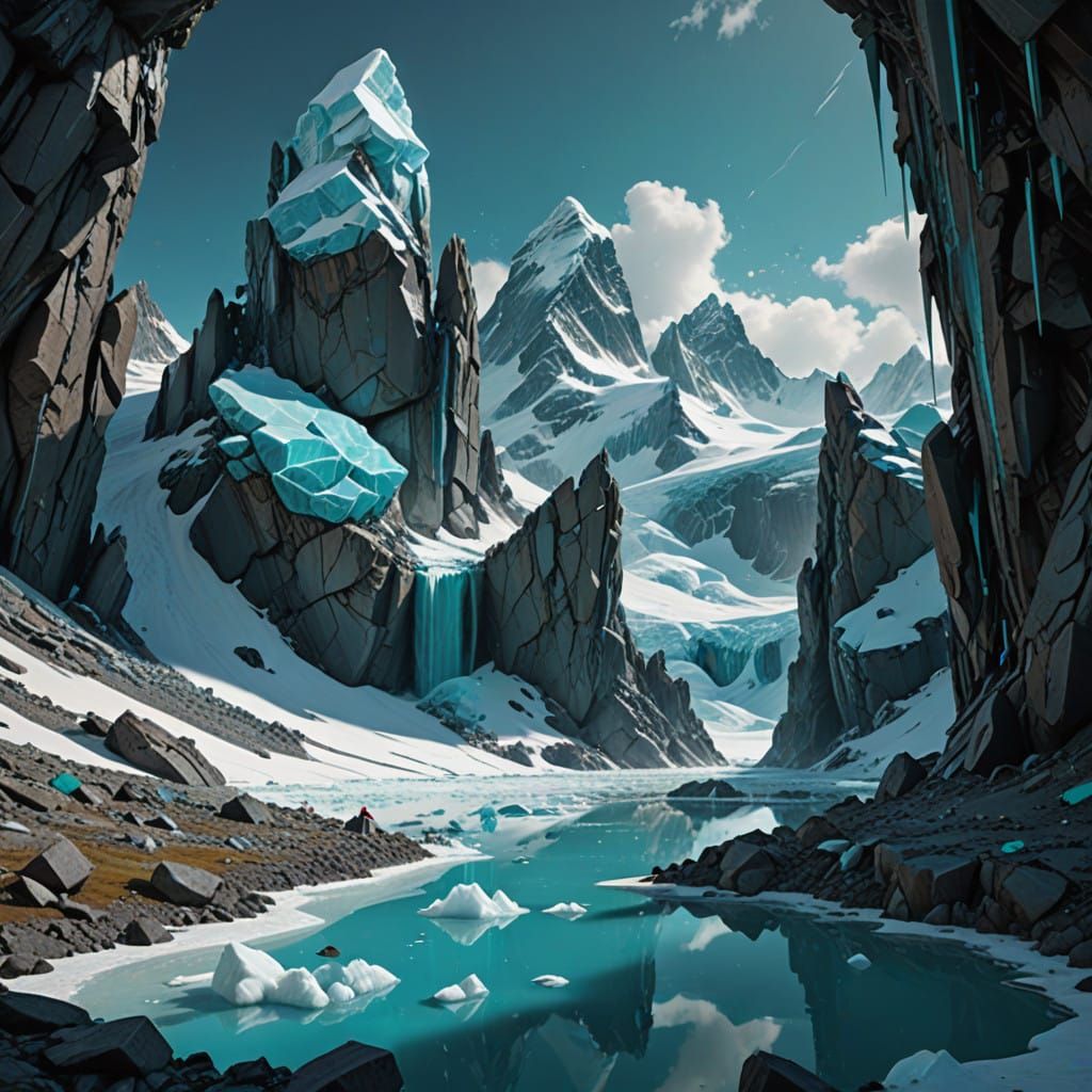 Turquoise Ice Wonders in a Fantastical Antarctic Landscape