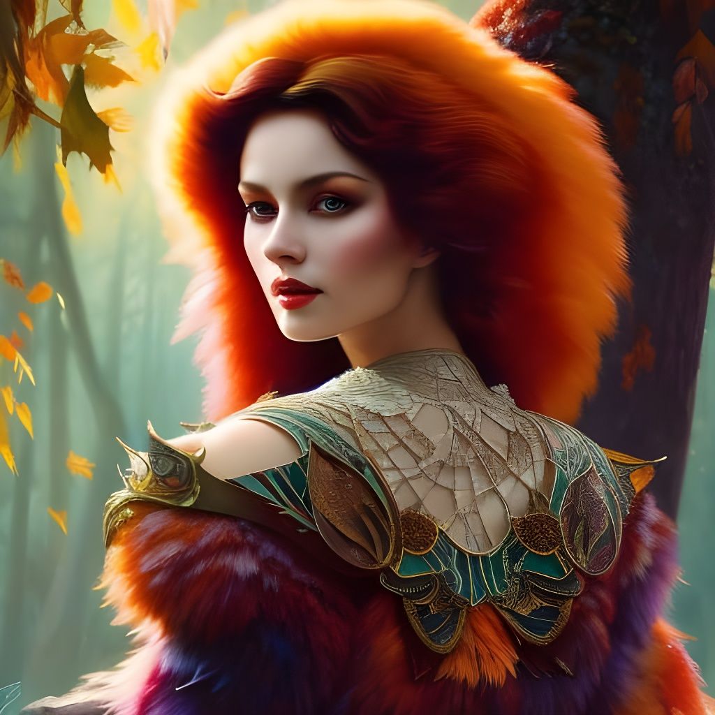 Baby Holding Red Fox in Autumn Forest