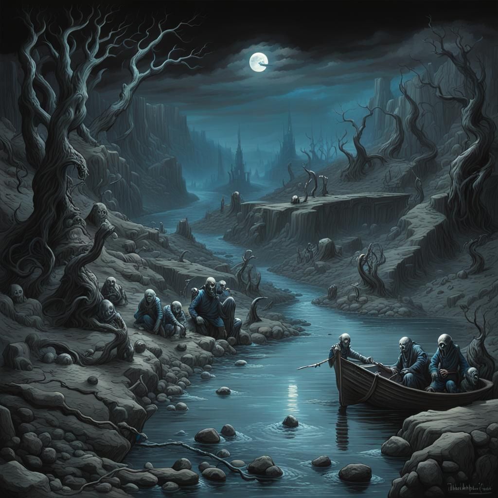 Eerie Horrorpunk River Styx Landscape