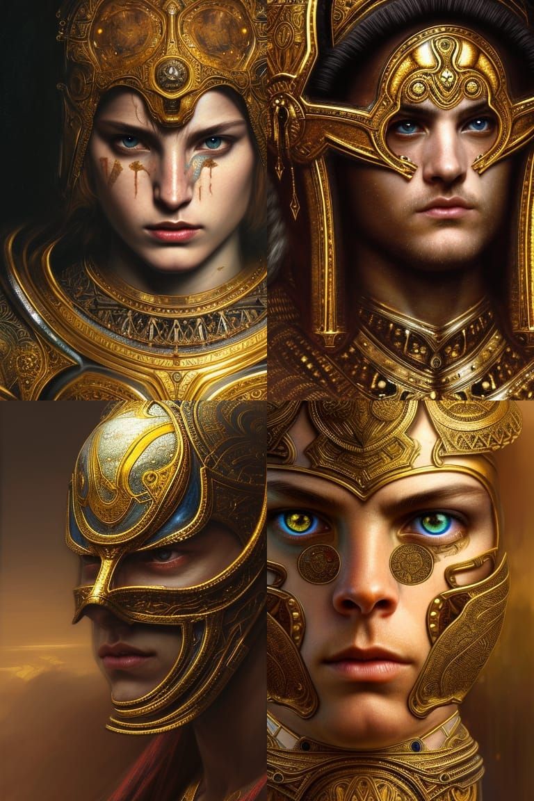 Ornate Cast Iron Warrior Portrait in Hyperrealism