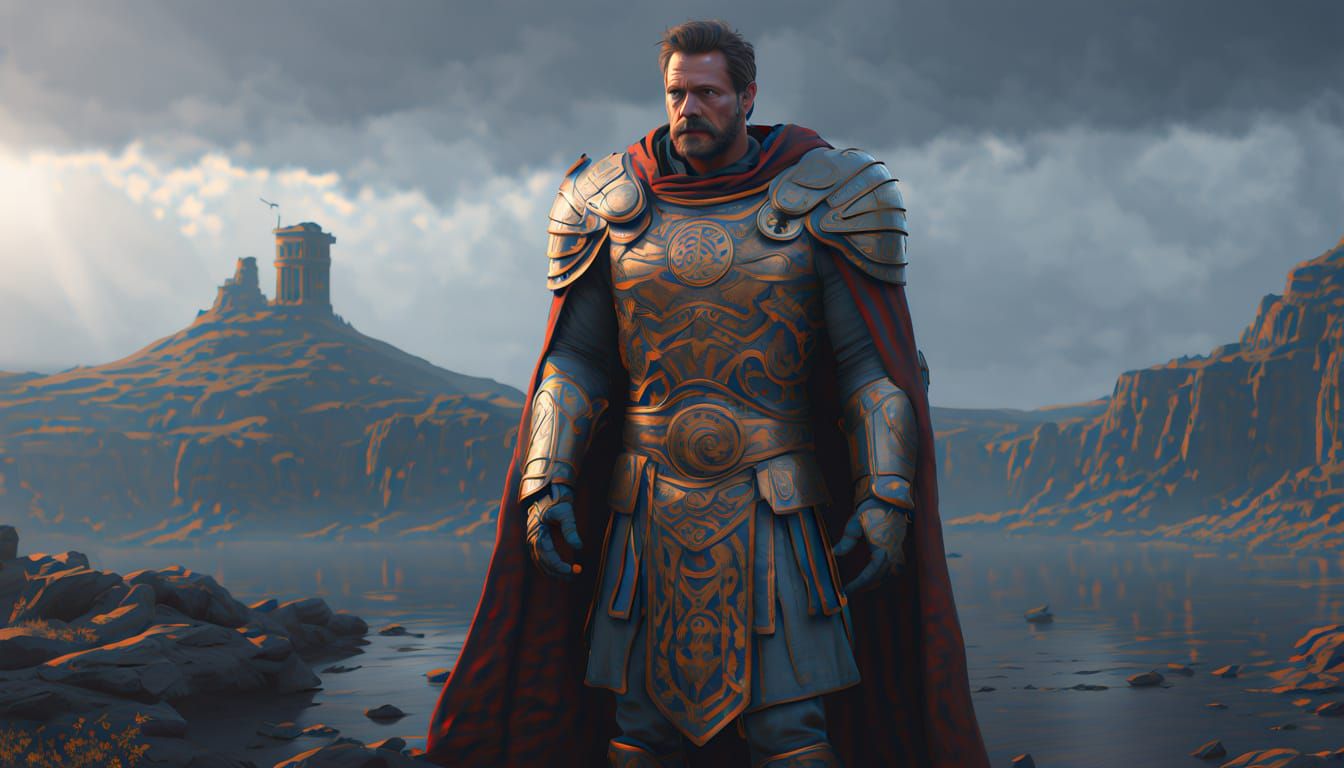 Ancient Greek Warrior in Ethereal Dreamscape