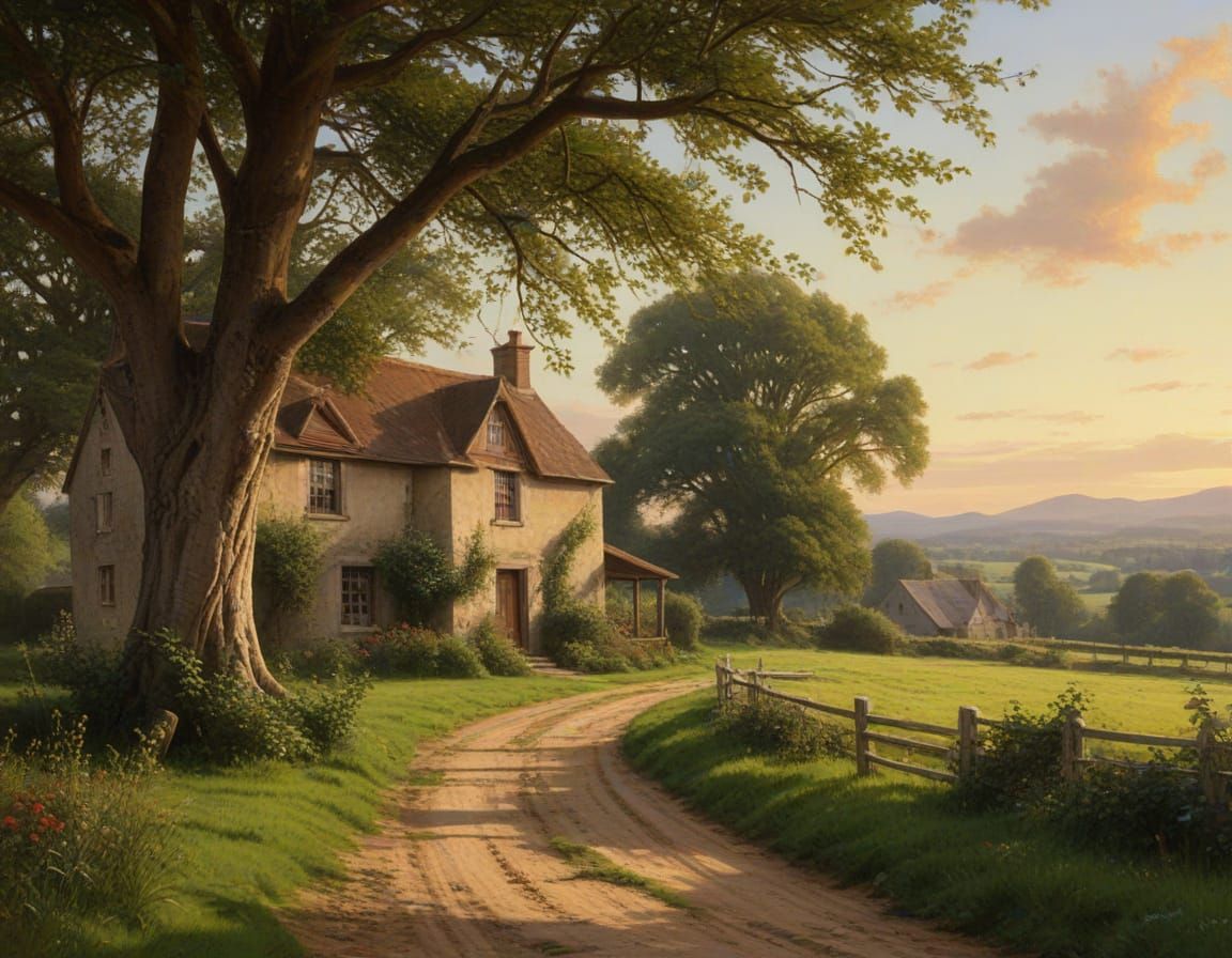 Irish Farm at Golden Hour Oil Painting