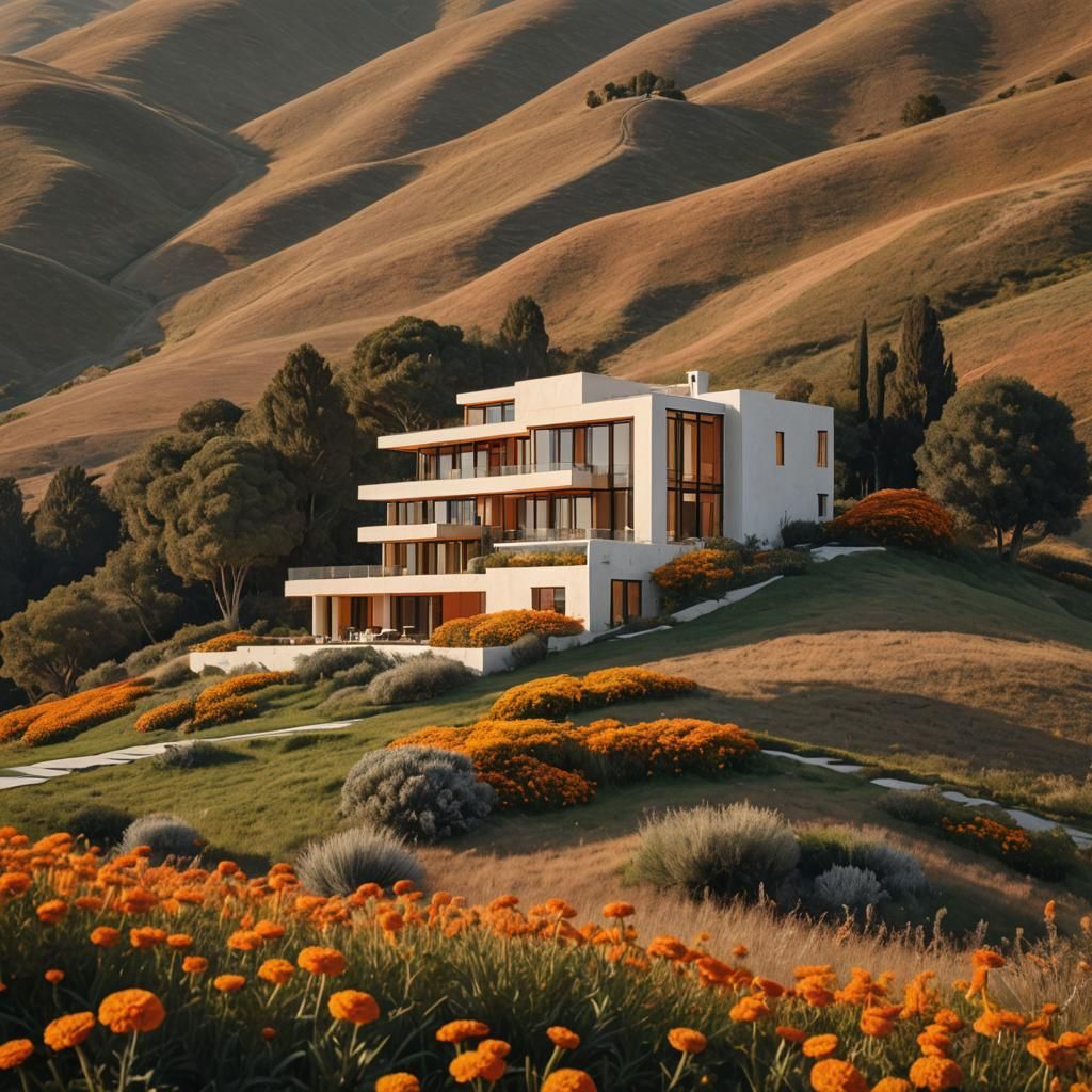 Minimalist House Surrounded by Marigolds in Unreal Engine 5 ...