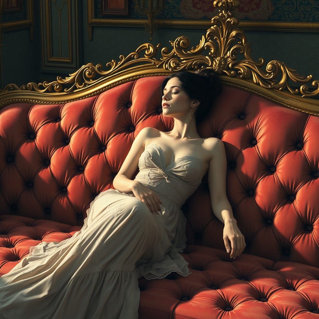 Elegant Woman Basks in Opulent Luxury