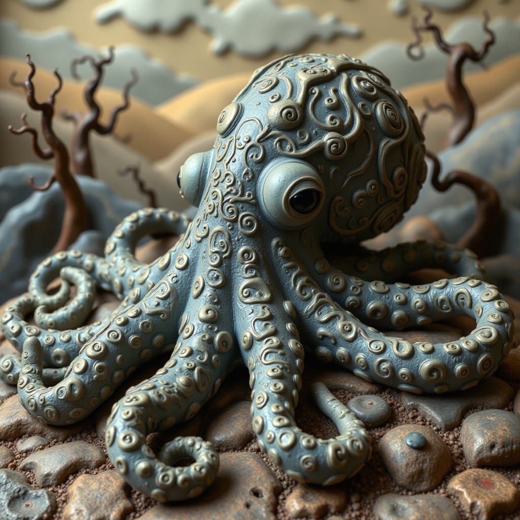 Stylized Octopus in an AI-Generated Art Style