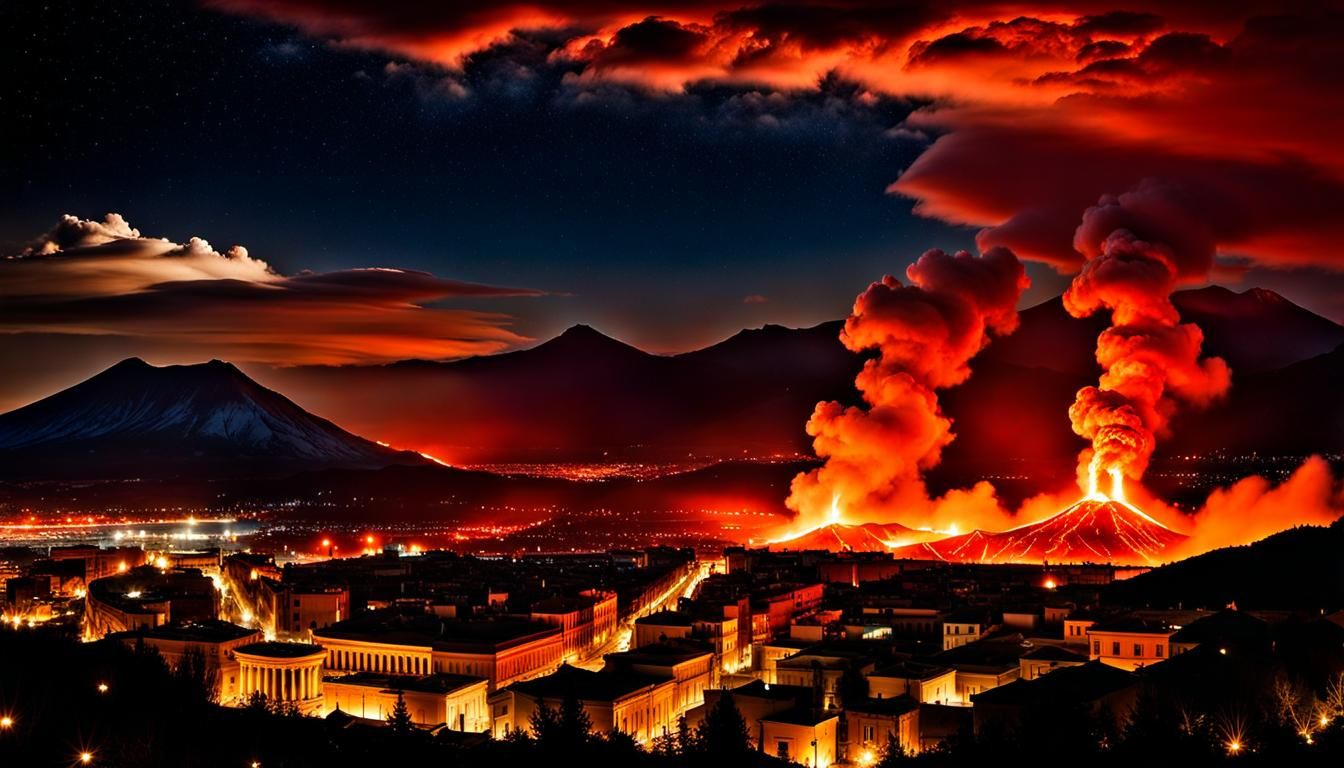 Vesuvius Eruption: Destruction of Pompeii in Romanticism Sty...