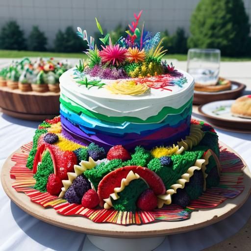 Pasta Sculpture of Summer Garden Cake