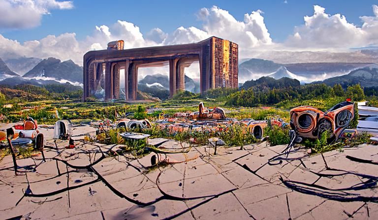 Futuristic Ruins in a Detailed Sci-Fi Vista