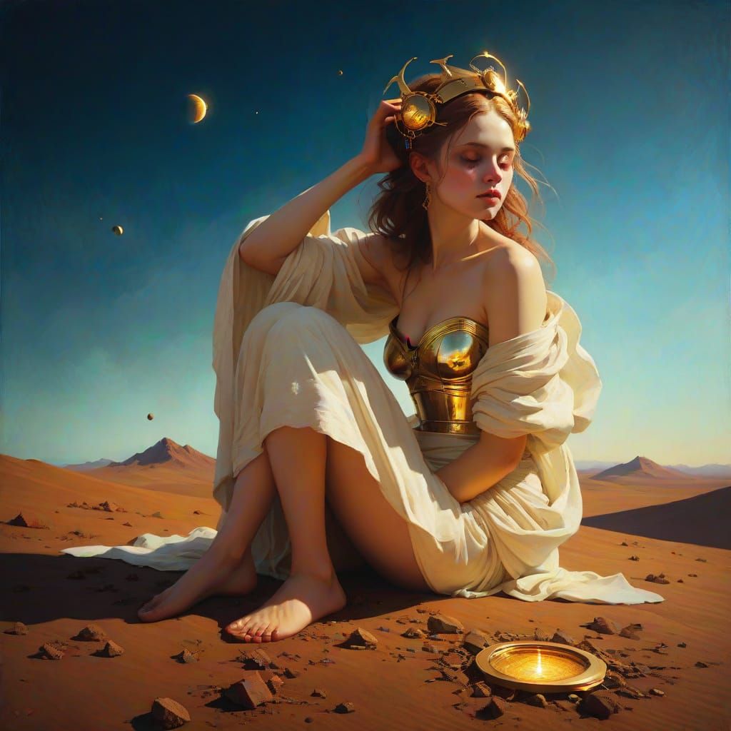 Divine Gilded Solarpunk Scene