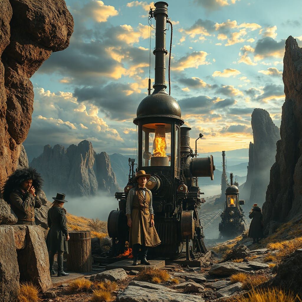 Victorian Settlers Explore Alien World in Surrealist Style