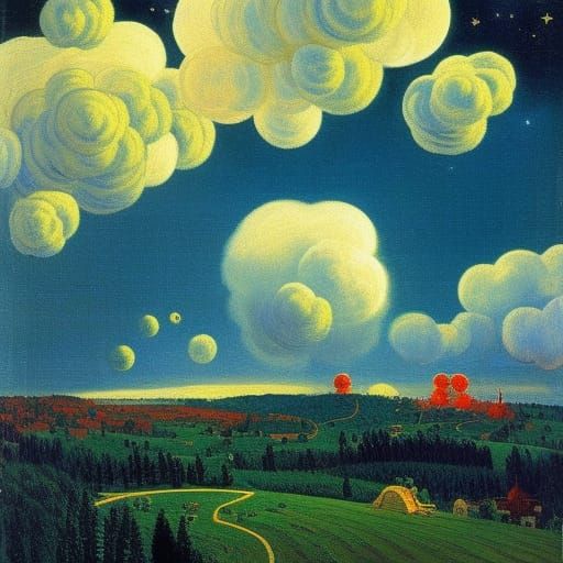 Sci-Fi Yarn Clouds in Night Sky