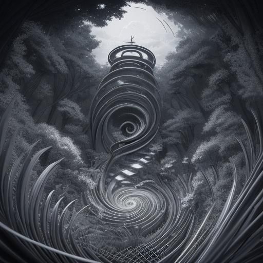 Hypnotic Black and White Spiral in Anime Style