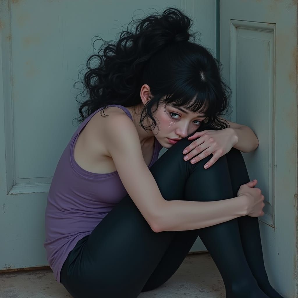 Sad Woman Crying: Emotive Portrait