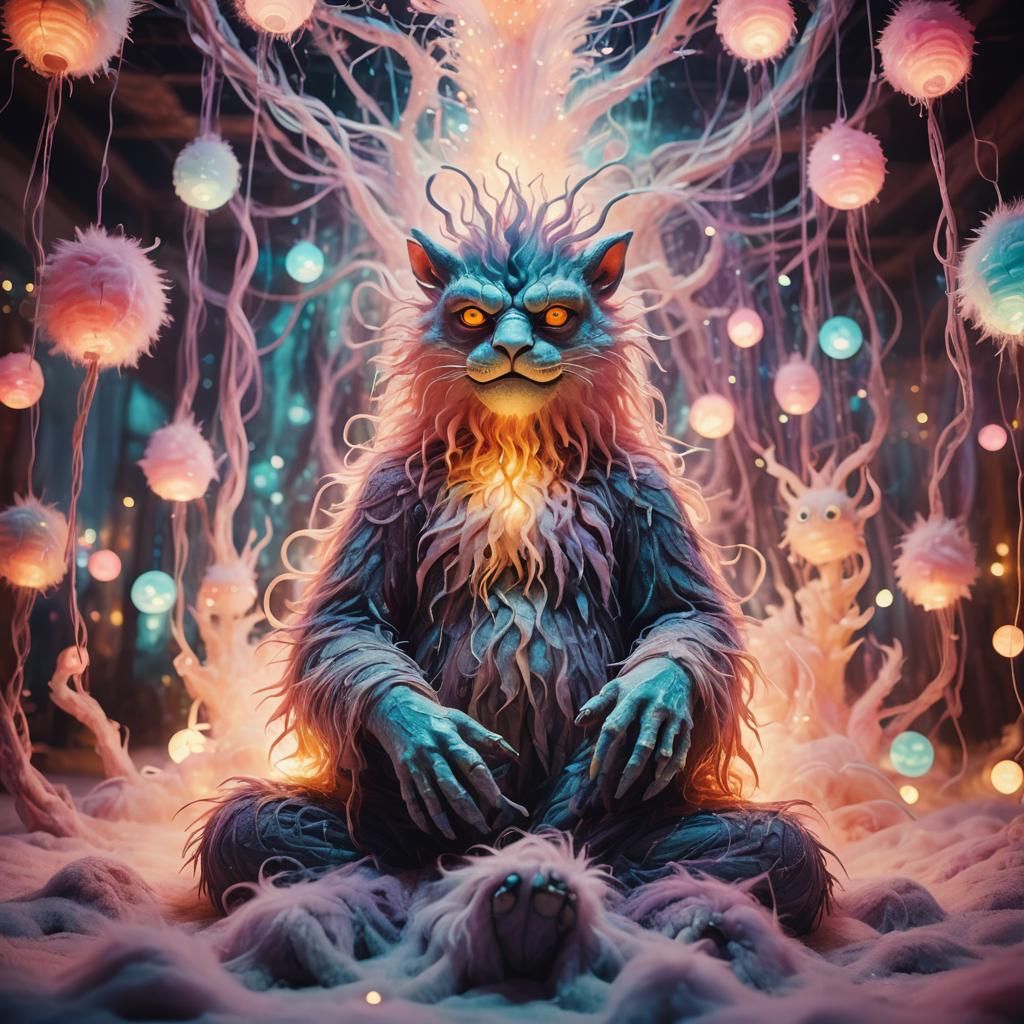 Ethereal Zen Monster in a Psychedelic Dreamscape