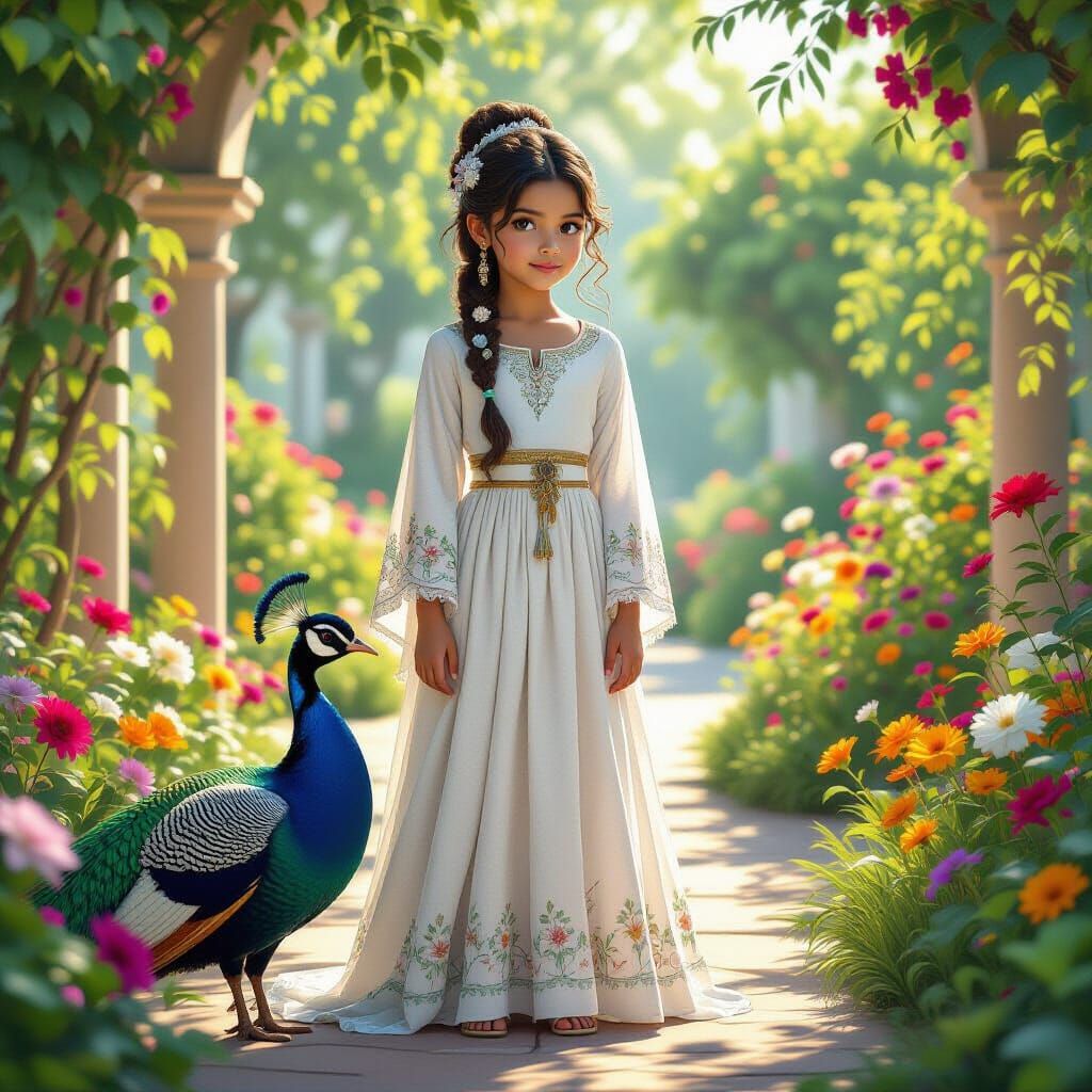 Princess Chandraprabha Learning Languages in a Garden