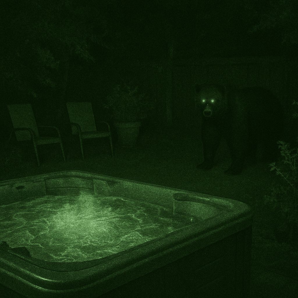 Night Vision: Bear Observes Jacuzzi