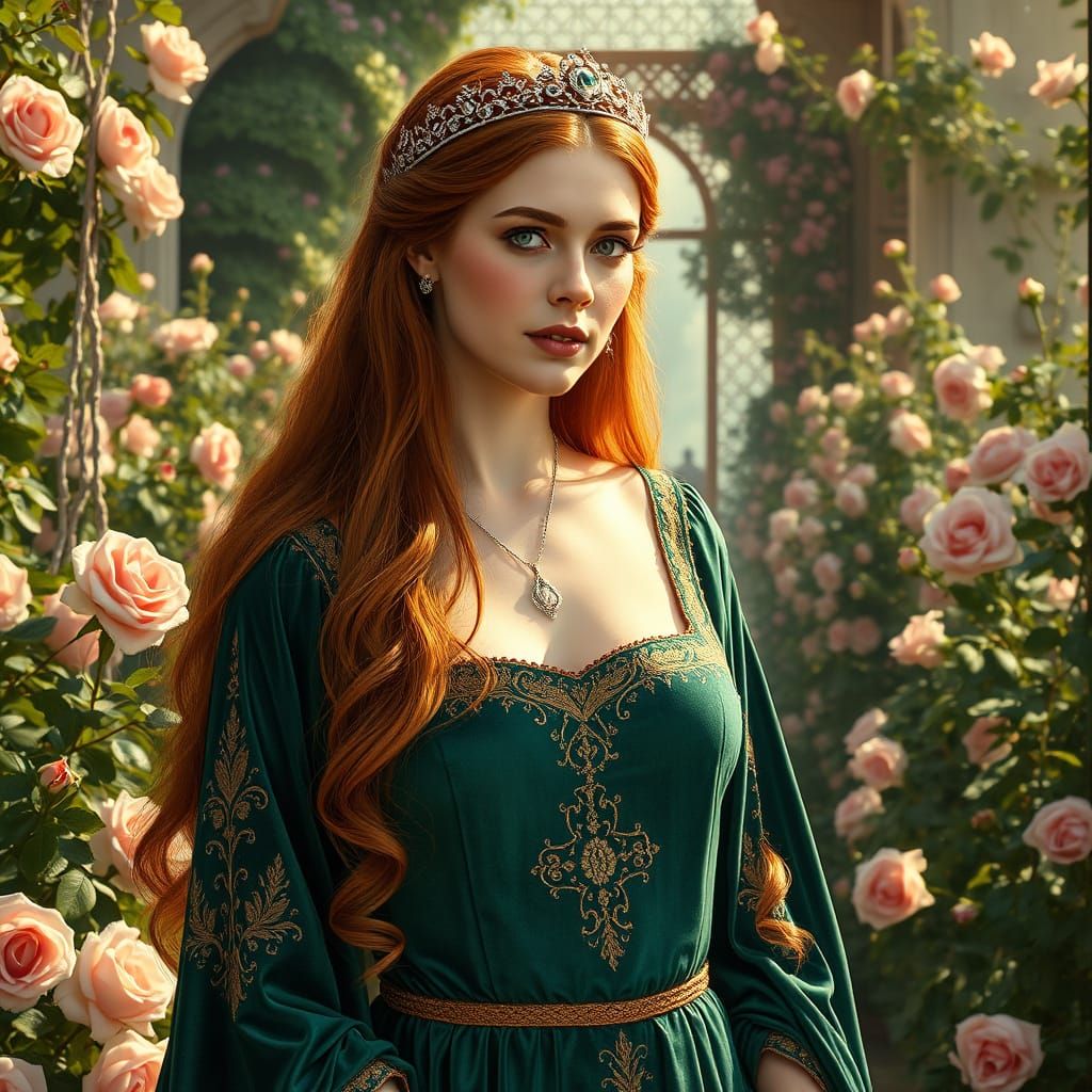 Medieval Queen in Renaissance Painting Style