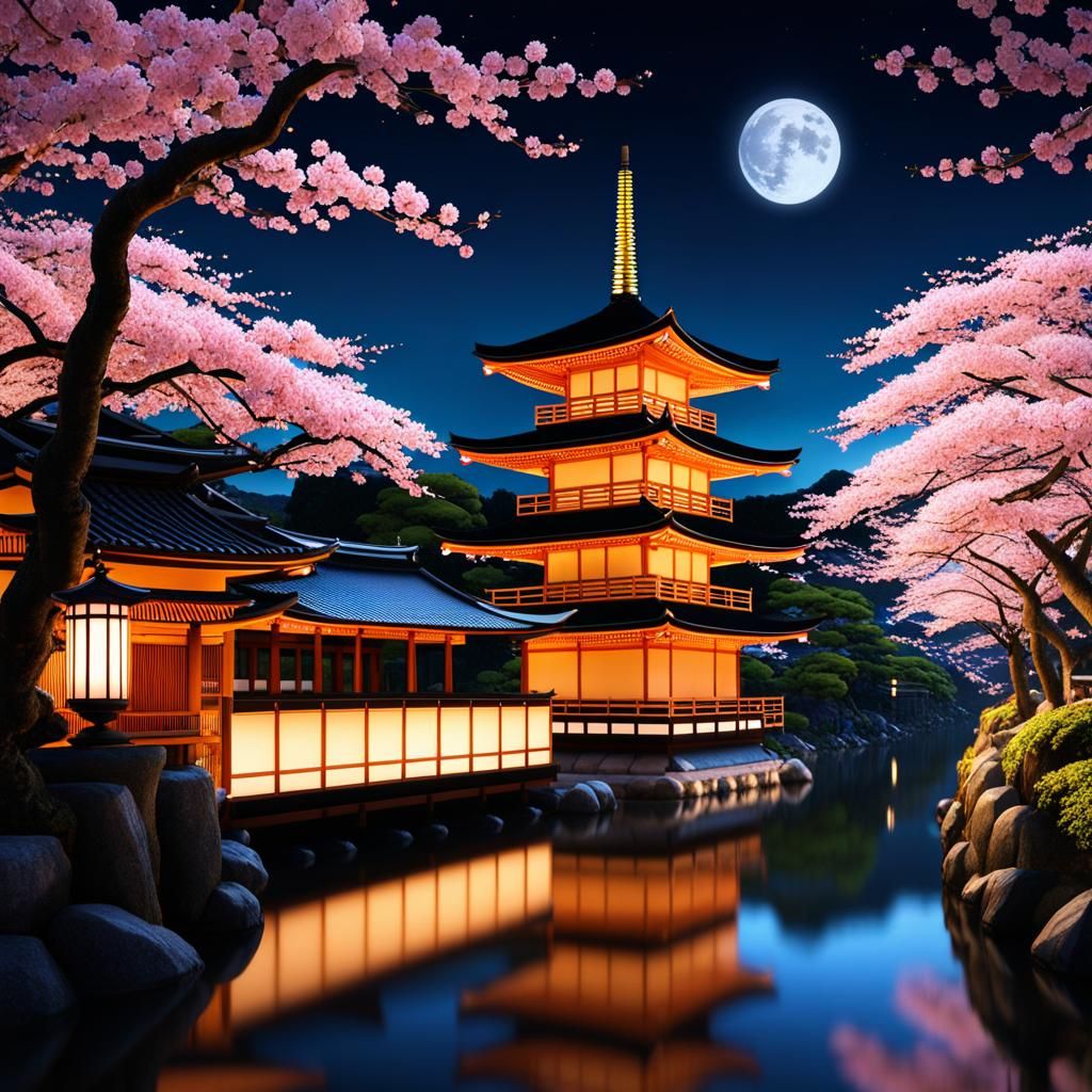 Kyoto's Philosopher's Path at Night in Bloom