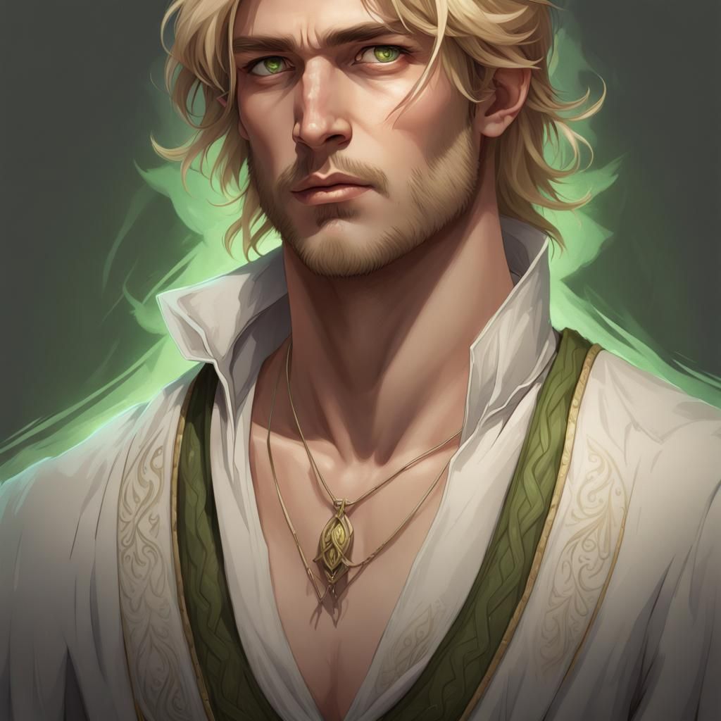 Blond Man with Green Eyes: Hyperdetailed Portrait