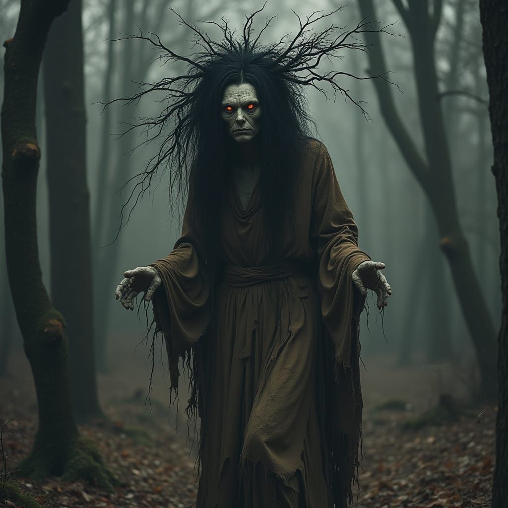 Pale Forest Creature in Dark Gothic Style